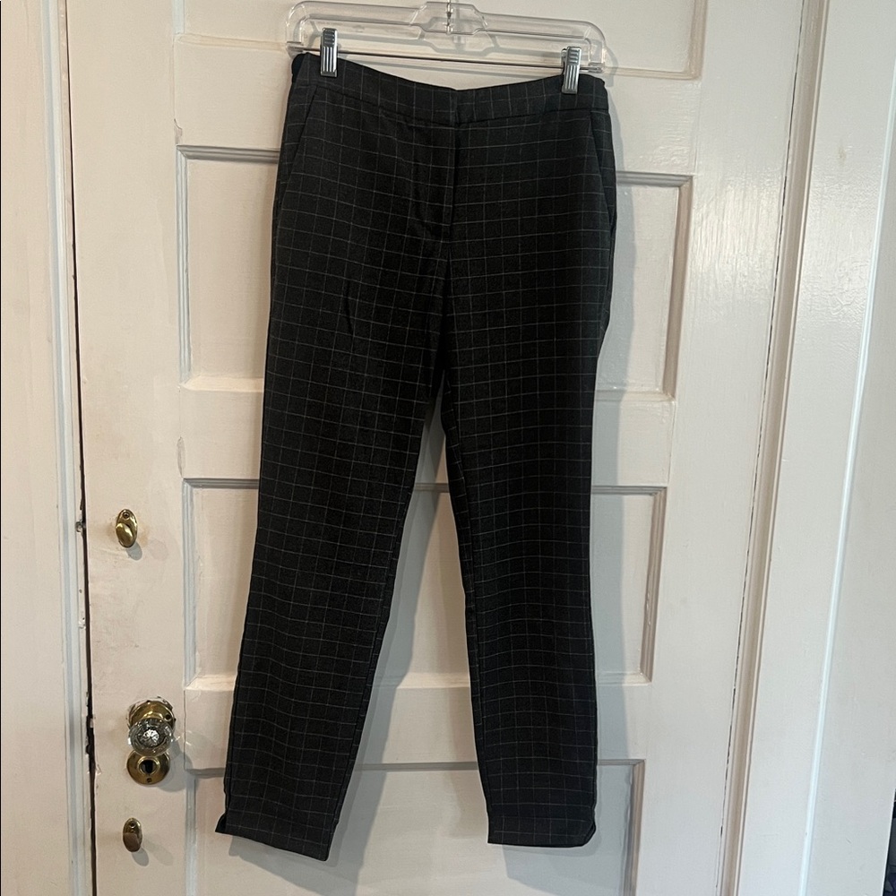 Zara Charcoal Grid Straight Leg Pants